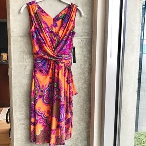 Lauren Ralph Lauren Orange Paisley Wrap Style Sz 2